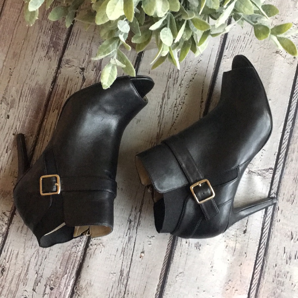 MARC FISHER Black Peep Hole High Heel Booties 7